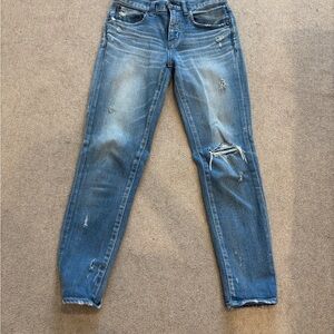 Moussy Blue Distressed Skinny Jeans